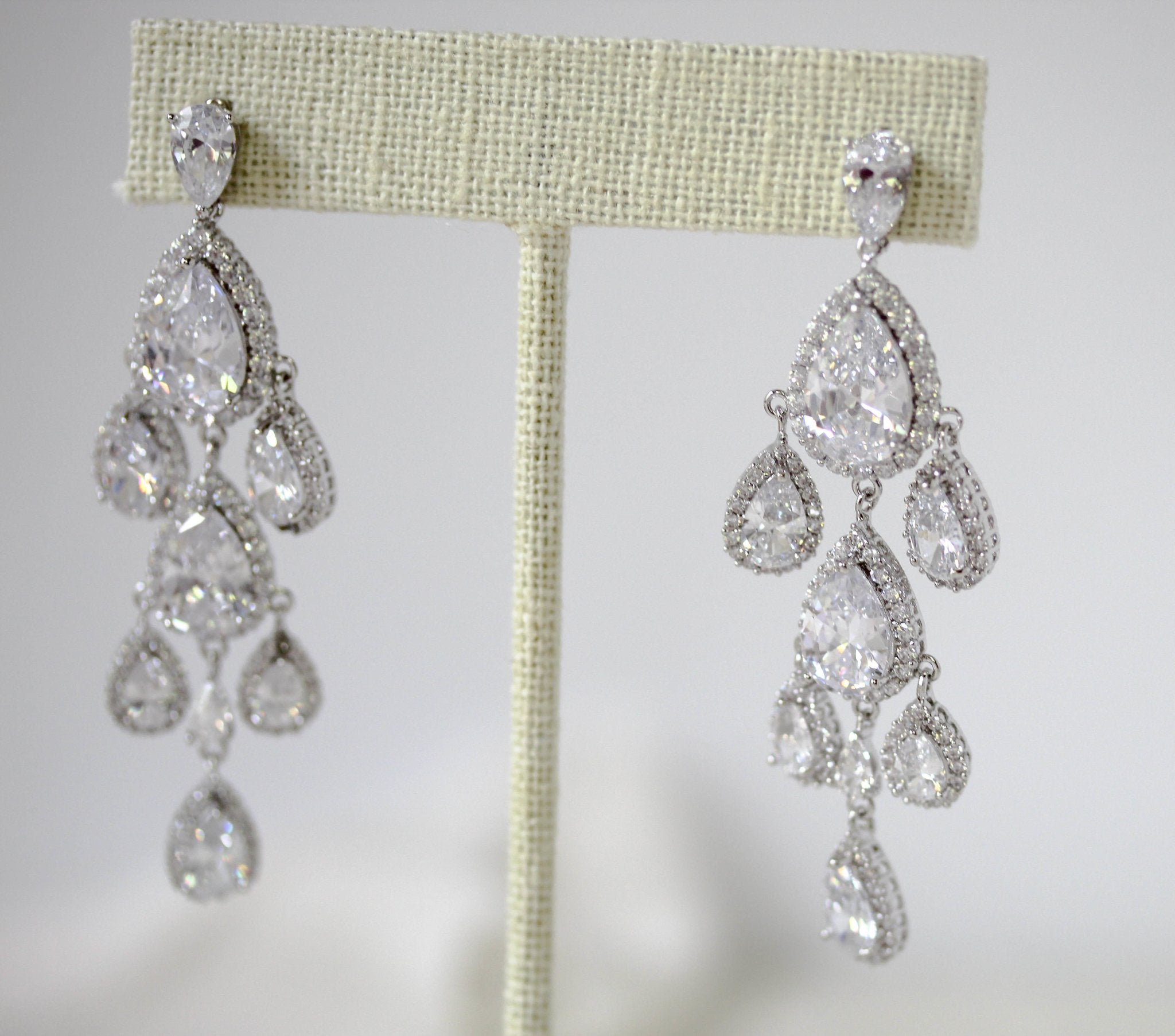 Rose gold Teardrop Chandelier bridal earrings - Treasures by Agnes