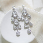 Rose gold Teardrop Chandelier bridal earrings - Treasures by Agnes