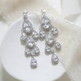 Rose gold Teardrop Chandelier bridal earrings - Treasures by Agnes