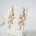 Rose gold Teardrop Chandelier bridal earrings - Treasures by Agnes