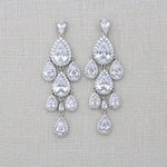 Rose gold Teardrop Chandelier bridal earrings - Treasures by Agnes