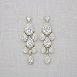 Rose gold Teardrop Chandelier bridal earrings - Treasures by Agnes