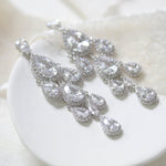Rose gold Teardrop Chandelier bridal earrings - Treasures by Agnes