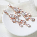 Rose gold Teardrop Chandelier bridal earrings - Treasures by Agnes