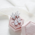 Rose gold teardrop cubic zirconia Bridal earrings - DIVINE - Treasures by Agnes