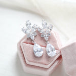 Rose gold teardrop cubic zirconia Bridal earrings - DIVINE - Treasures by Agnes
