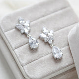 Rose gold teardrop cubic zirconia Bridal earrings - DIVINE - Treasures by Agnes