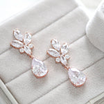 Rose gold teardrop cubic zirconia Bridal earrings - DIVINE - Treasures by Agnes