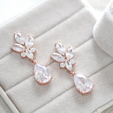 Rose gold teardrop cubic zirconia Bridal earrings - DIVINE - Treasures by Agnes