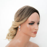 Rose gold teardrop cubic zirconia Bridal earrings - DIVINE - Treasures by Agnes