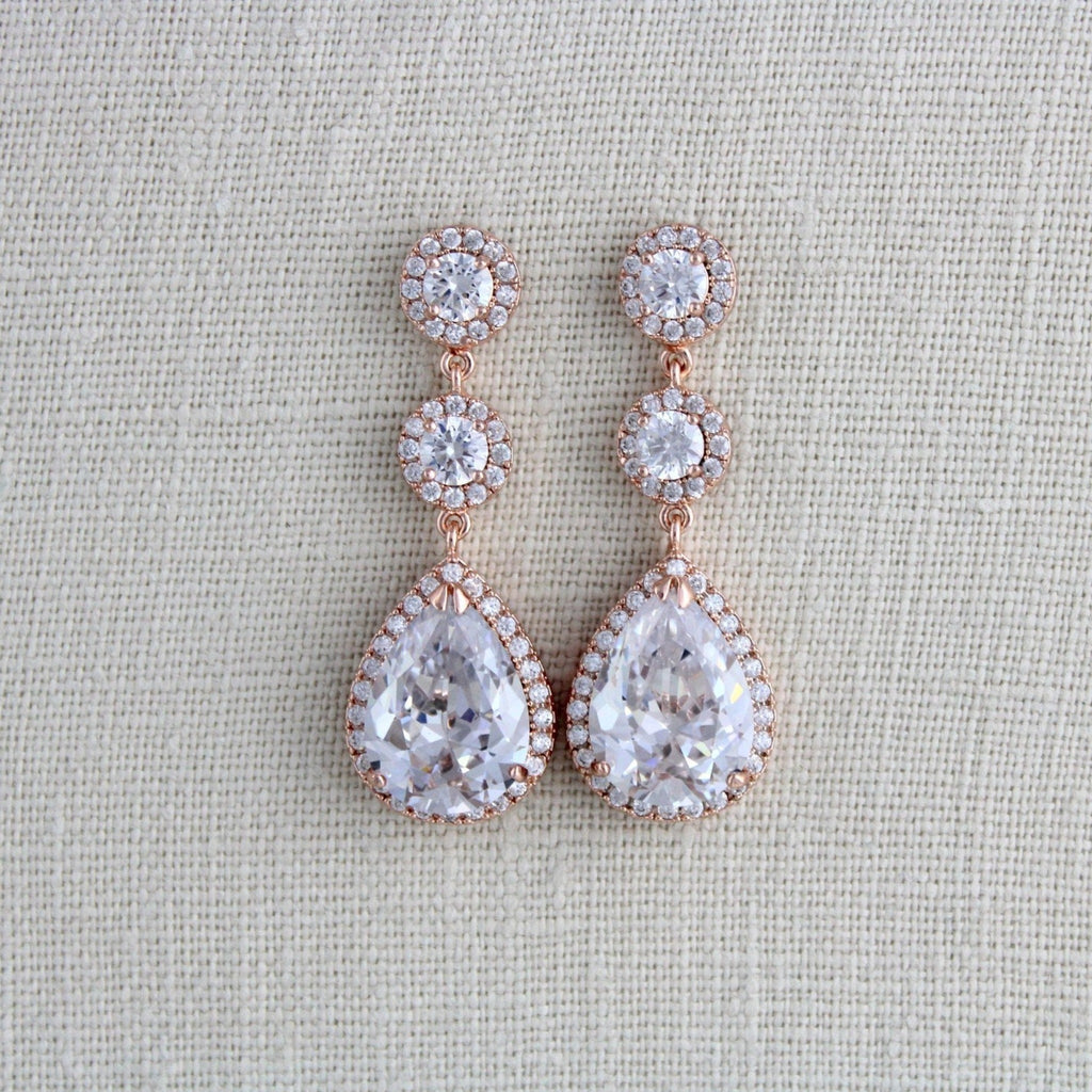 Buy Rose Gold Bridal Earrings Long Wedding Earrings Bridal Jewelry  Bridesmaid Earrings Rose Gold Drop Earrings Wedding Jewelry Swarovski  Crystal Online in India - Etsy