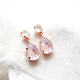 Rose gold teardrop earrings with Dusty pink crystals - PRESLEY - Treasures by Agnes
