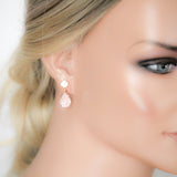Rose gold teardrop earrings with Dusty pink crystals - PRESLEY - Treasures by Agnes
