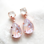 Rose gold teardrop earrings with Dusty pink crystals - PRESLEY - Treasures by Agnes