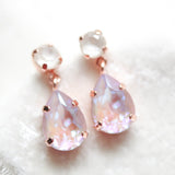 Rose gold teardrop earrings with Dusty pink crystals - PRESLEY - Treasures by Agnes
