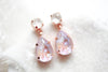 Rose gold teardrop earrings with Dusty pink crystals - PRESLEY - Treasures by Agnes