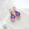 Rose gold teardrop earrings with purple Austrian crystals - SAWYER - Treasures by Agnes