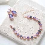 Rose gold teardrop earrings with purple Austrian crystals - SAWYER - Treasures by Agnes