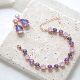 Rose gold teardrop earrings with purple Austrian crystals - SAWYER - Treasures by Agnes