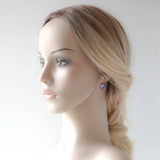 Rose gold teardrop earrings with purple Austrian crystals - SAWYER - Treasures by Agnes