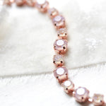 Rose gold tennis bracelet with dusty pink Austrian crystals - PRESLEY - Treasures by Agnes