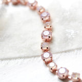 Rose gold tennis bracelet with dusty pink Austrian crystals - PRESLEY - Treasures by Agnes