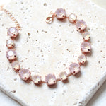 Rose gold tennis bracelet with dusty pink Austrian crystals - PRESLEY - Treasures by Agnes