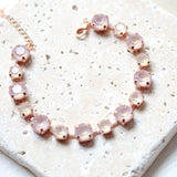 Rose gold tennis bracelet with dusty pink Austrian crystals - PRESLEY - Treasures by Agnes