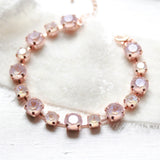 Rose gold tennis bracelet with dusty pink Austrian crystals - PRESLEY - Treasures by Agnes