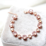 Rose gold tennis bracelet with dusty pink Austrian crystals - PRESLEY - Treasures by Agnes