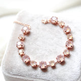 Rose gold tennis bracelet with dusty pink Austrian crystals - PRESLEY - Treasures by Agnes