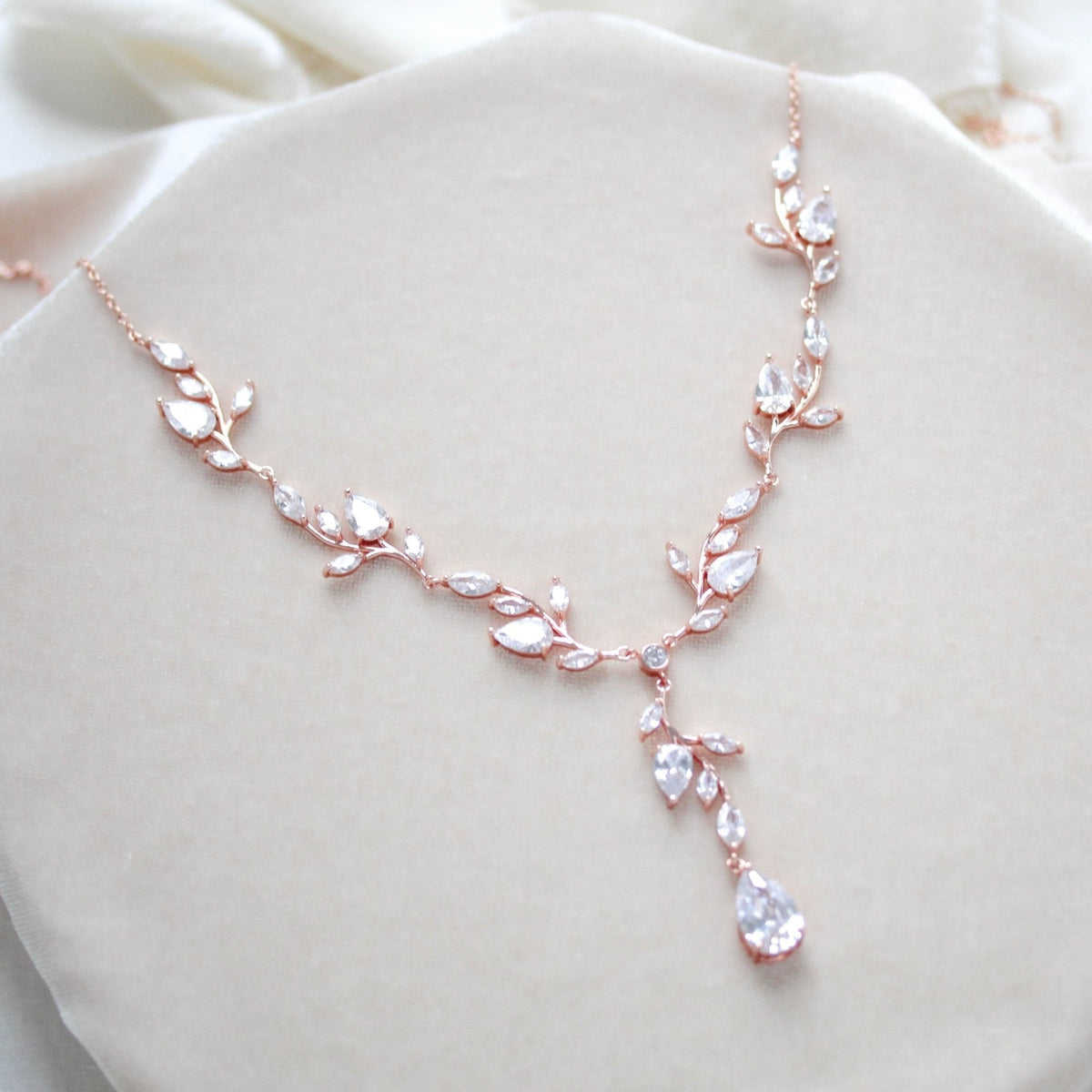 Rose gold vine necklace on sale