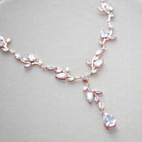 Rose gold vine necklace for bride - APRILLE - Treasures by Agnes