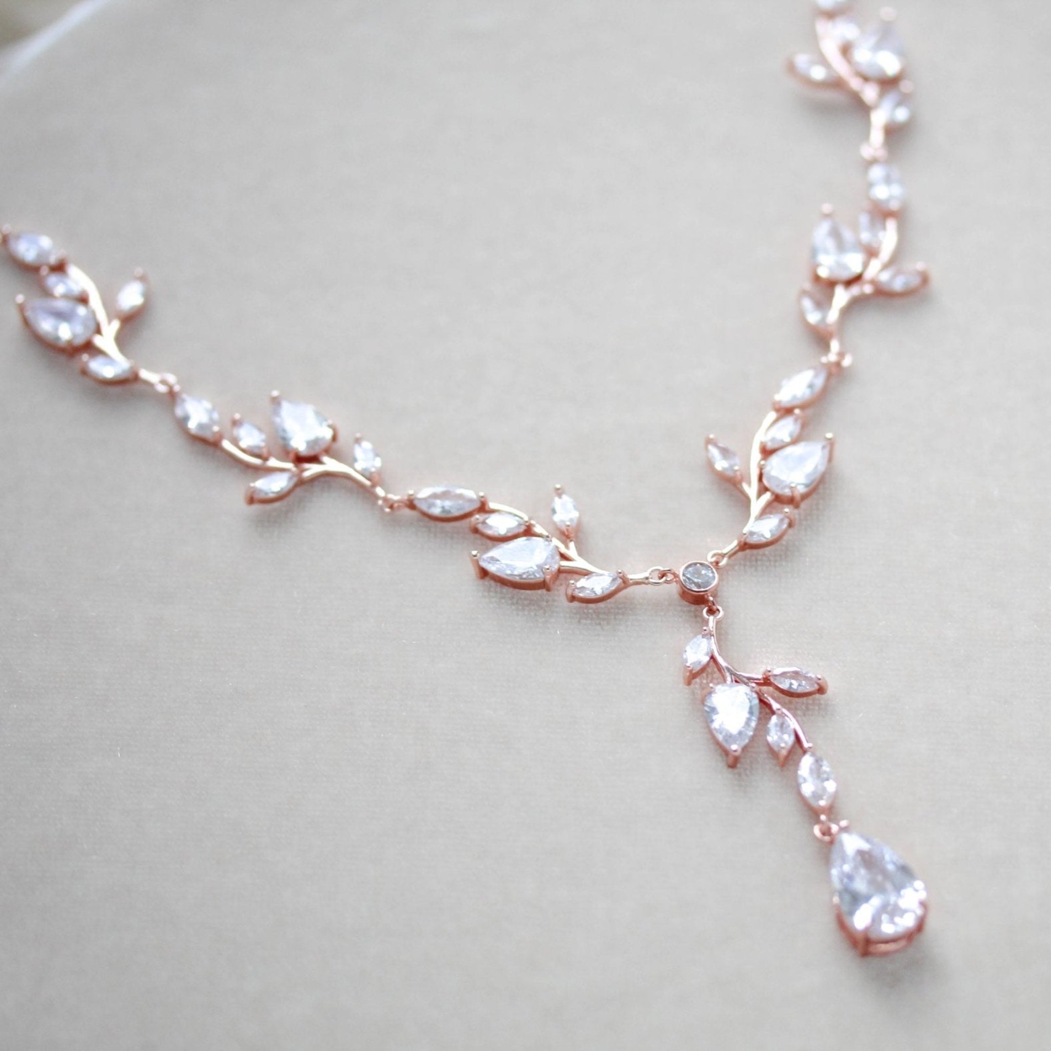 Rose gold vine necklace for bride - APRILLE - Treasures by Agnes