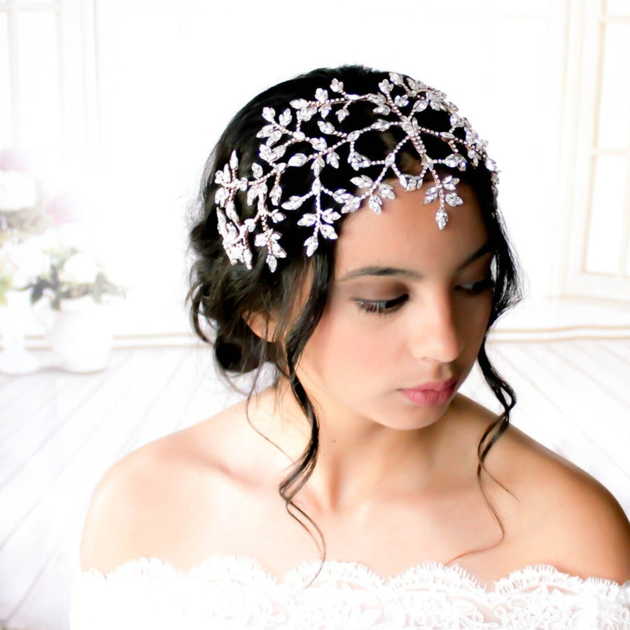 Rose gold Wedding hair piece with Austrian crystals - AURORA - Treasures by Agnes