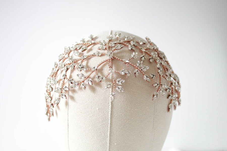 Rose gold Wedding hair piece with Austrian crystals - AURORA - Treasures by Agnes
