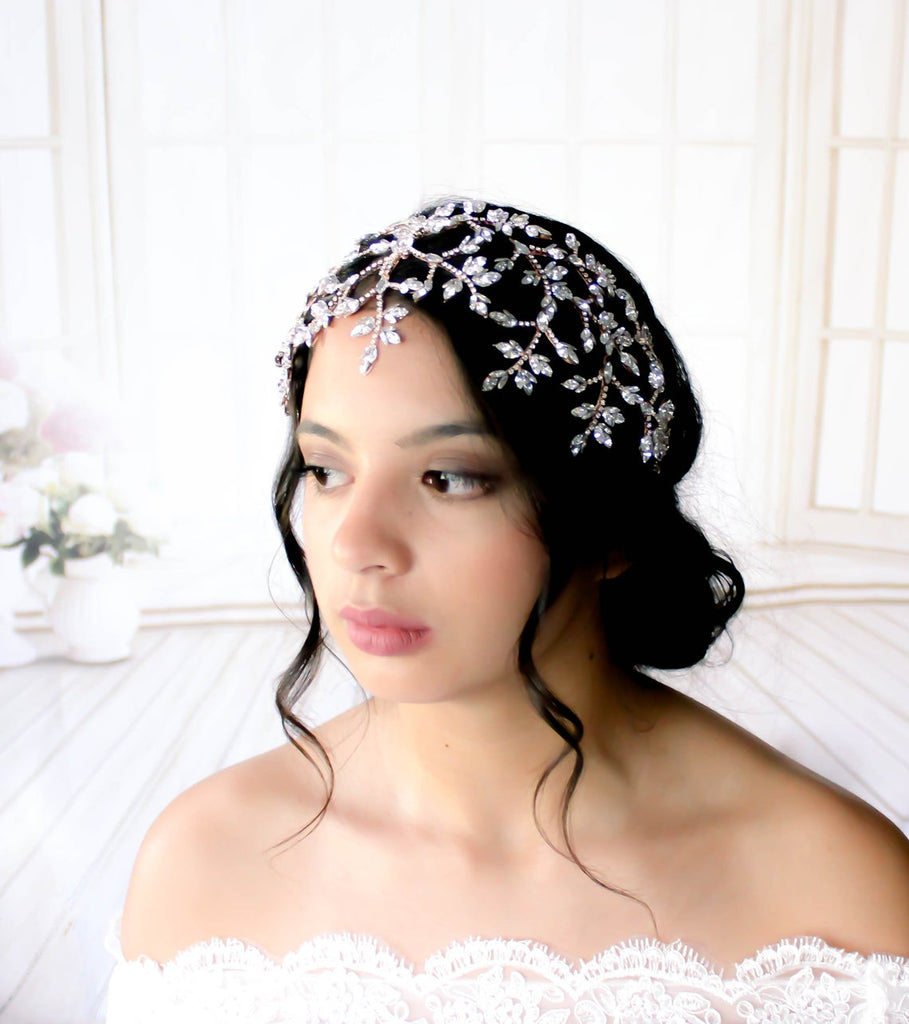 Rose gold Wedding hair piece with Austrian crystals - AURORA - Treasures by Agnes