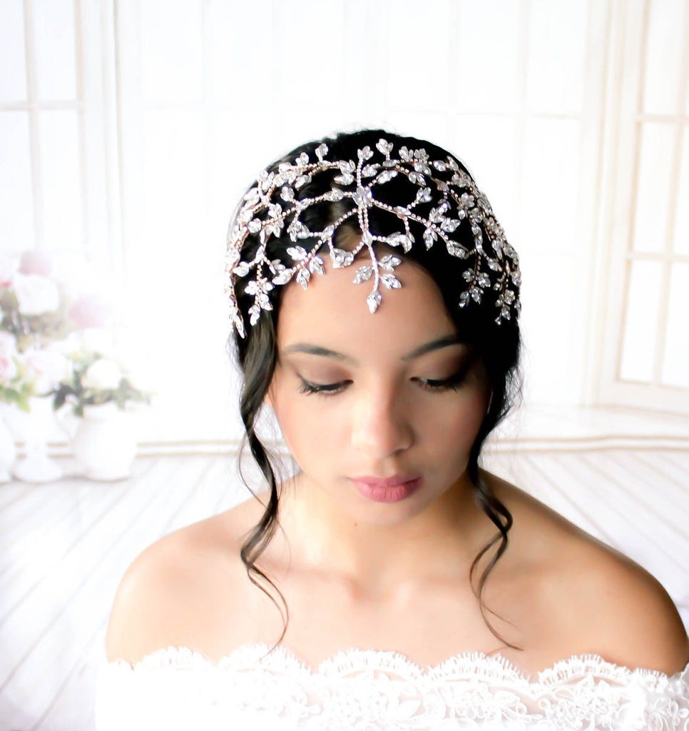 Rose gold Wedding hair piece with Austrian crystals - AURORA - Treasures by Agnes