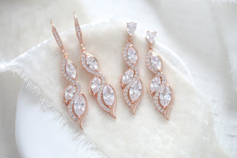 Top 270+ rose gold bridesmaid earrings