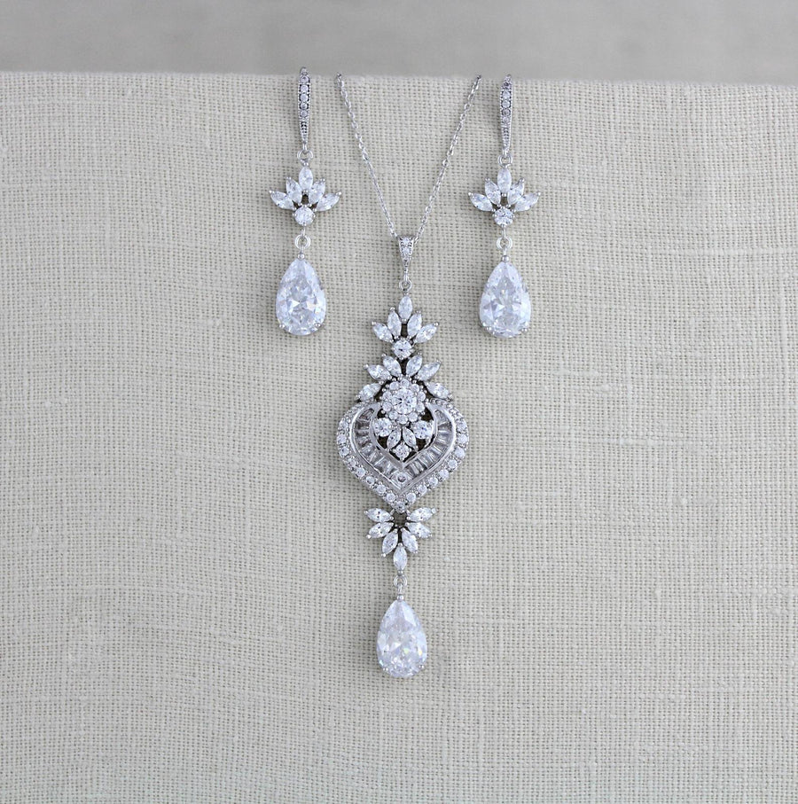 Rose gold Wedding necklace and earring set - EMMA - Treasures by Agnes