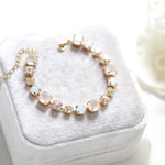 Rose gold white opal and ivory cream bridal bracelet - JULIANNA - Treasures by Agnes