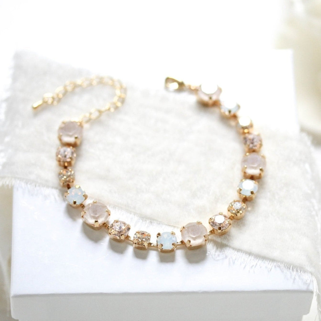 Rose gold white opal and ivory cream bridal bracelet - JULIANNA - Treasures by Agnes