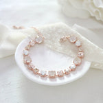 Rose gold white opal and ivory cream bridal bracelet - JULIANNA - Treasures by Agnes