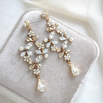 Rose gold White opal crystal Bridal chandelier earrings - EVA - Treasures by Agnes