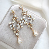 Rose gold White opal crystal Bridal chandelier earrings - EVA - Treasures by Agnes