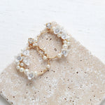 Round Floral hoop Bridal earrings with pearls and crystals - KARA - Treasures by Agnes
