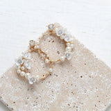 Round Floral hoop Bridal earrings with pearls and crystals - KARA - Treasures by Agnes