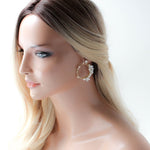 Round Floral hoop Bridal earrings with pearls and crystals - KARA - Treasures by Agnes