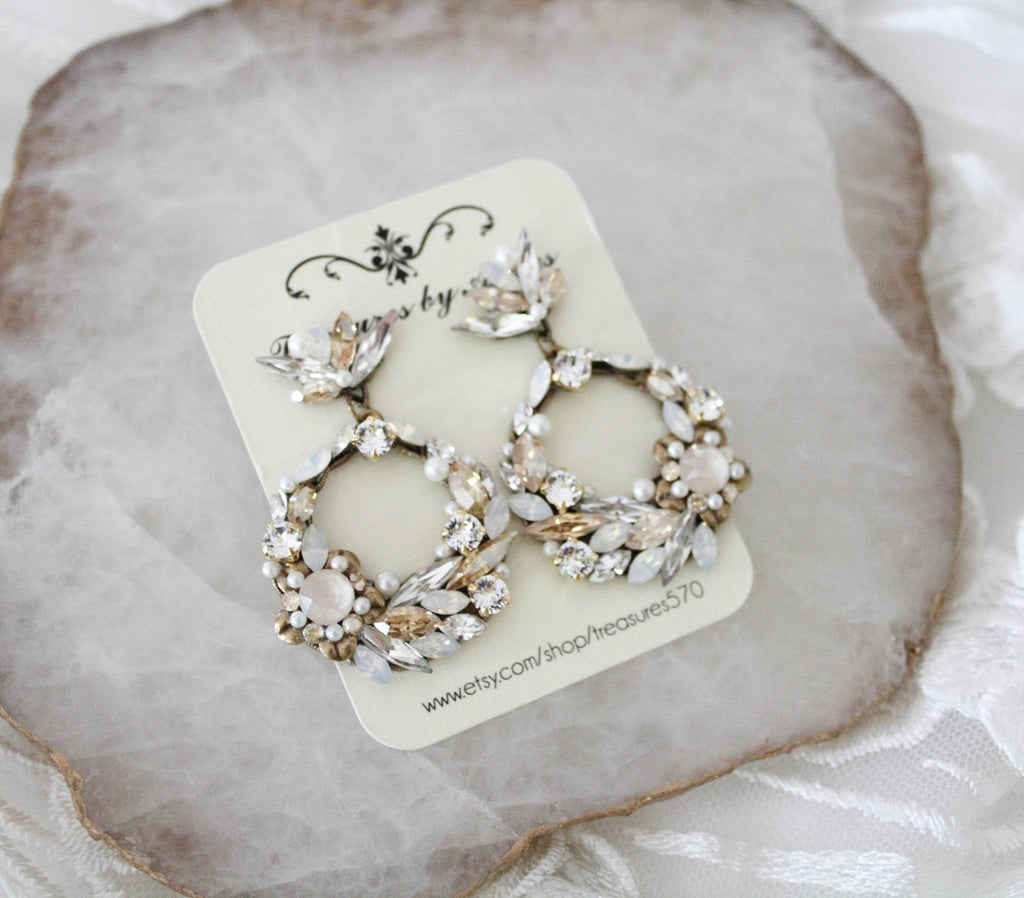 Round hoop Crystal Bridal earrings - CHRISTINE - Treasures by Agnes
