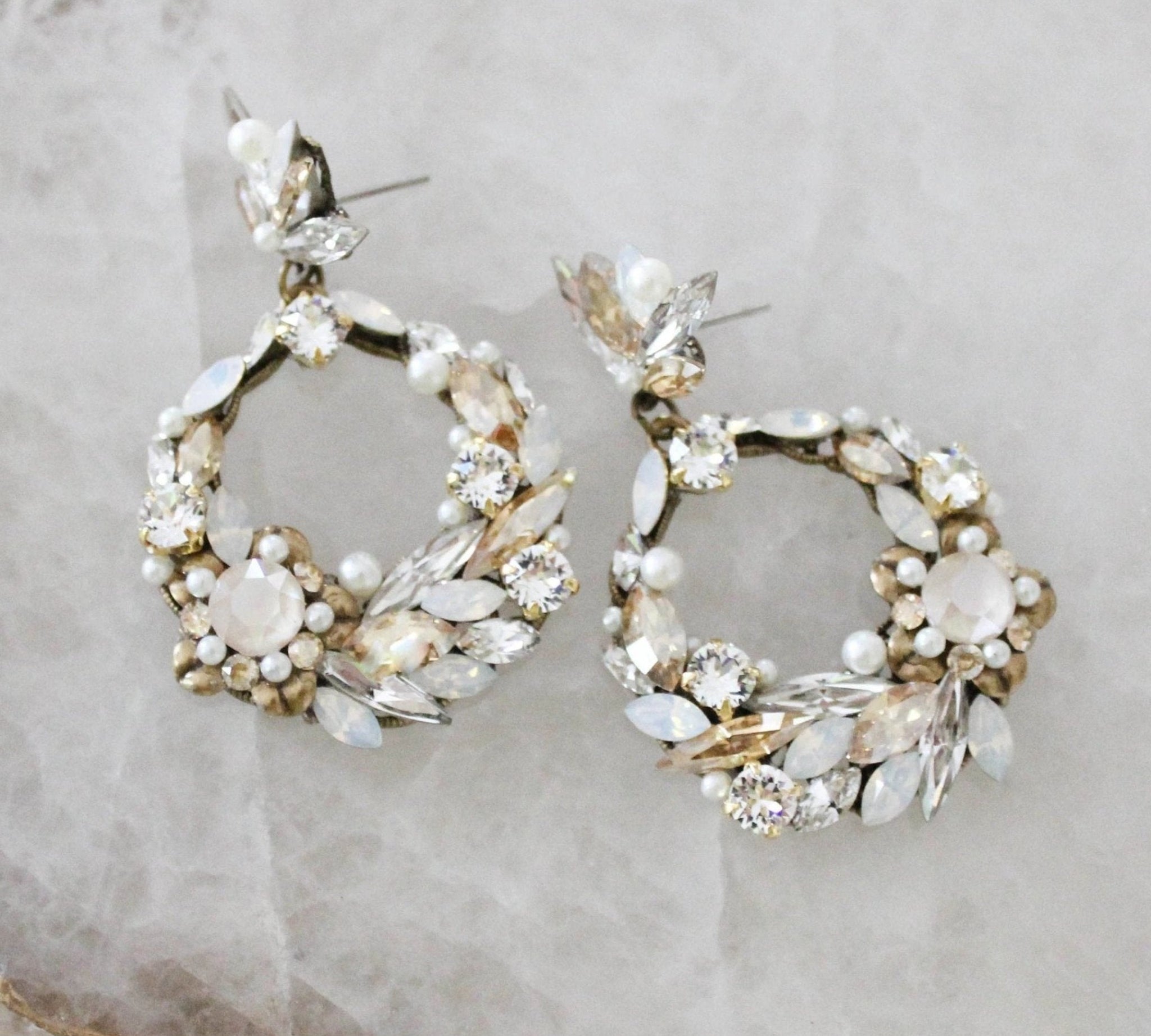 Round hoop Crystal Bridal earrings - CHRISTINE - Treasures by Agnes